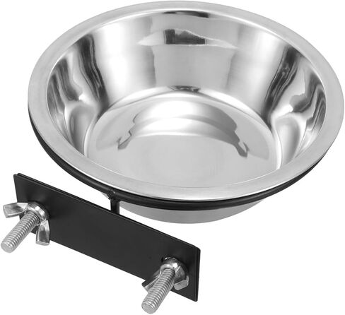 Totority Hanging Stainless Steel Cat Bowl Black Mounting Bracket Medium Size Portable Pet Feeding Bowl for Dogs and Cats Kennel Cage Feeder in Saudi Arabia