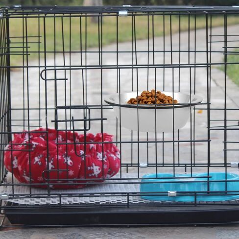 Totority Hanging Stainless Steel Cat Bowl Black Mounting Bracket Medium Size Portable Pet Feeding Bowl for Dogs and Cats Kennel Cage Feeder in Saudi Arabia