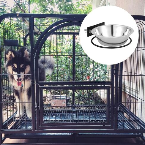 Totority Hanging Stainless Steel Cat Bowl Black Mounting Bracket Medium Size Portable Pet Feeding Bowl for Dogs and Cats Kennel Cage Feeder in Saudi Arabia