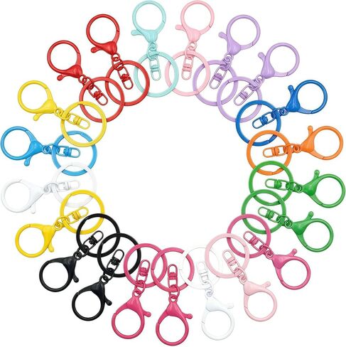 Lobster Claw Clasps for Keychains 24Pcs Metal Large Lobster Claw Clasps Flat Split Key Chain Rings Bag Charm Clip Keychain Clip Hooks for DIY Key Chain Supplies Accessories (Multicolor) in Saudi Arabia