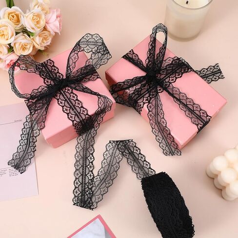 30 Yards Vintage Black Laces Trim, 1.2 Inch Vintage Wide Black Lace Ribbon, Lace Trim Ribbon for Bouquet Packaging Gift Wrapping, Flower Ribbons, Wedding Decoration & DIY Crafts Sewing in Saudi Arabia