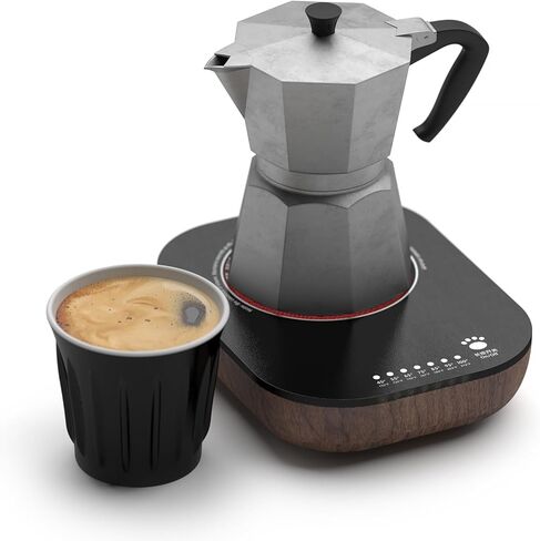 طبق تسخين كهربائي صغير TMASTER 240 وات، موقد صغير محمول، سخان كهربائي للمطبخ، موقد واحد، حجم مثالي لوعاء الموكا، ذوبان الشمع والمزيد (الجوز الأسود القط العنيف 240 واط) in Kuwait