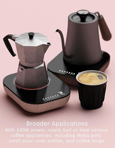 طبق تسخين كهربائي صغير TMASTER 240 وات، موقد صغير محمول، سخان كهربائي للمطبخ، موقد واحد، حجم مثالي لوعاء الموكا، ذوبان الشمع والمزيد (الجوز الأسود القط العنيف 240 واط) in Kuwait