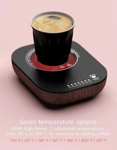 طبق تسخين كهربائي صغير TMASTER 240 وات، موقد صغير محمول، سخان كهربائي للمطبخ، موقد واحد، حجم مثالي لوعاء الموكا، ذوبان الشمع والمزيد (الجوز الأسود القط العنيف 240 واط) in Kuwait