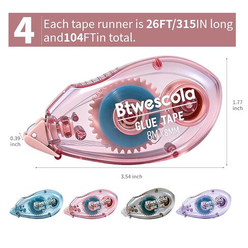 Double Sided Tape Roller - 4 Pack Scrapbook Glue Tape Runner Roller for Scrapbooking,Wrapping, Kids Paper,Crafts Gift Wrap for Schools, Offices(0.31 inch x 26 feet) in Saudi Arabia