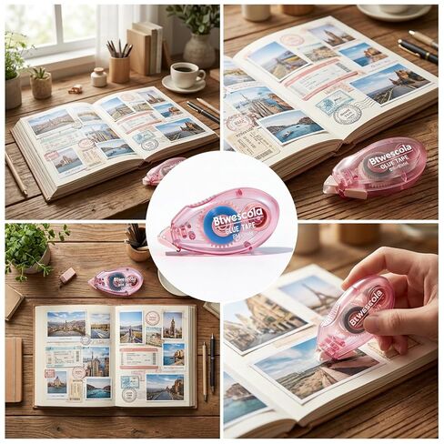 Double Sided Tape Roller - 4 Pack Scrapbook Glue Tape Runner Roller for Scrapbooking,Wrapping, Kids Paper,Crafts Gift Wrap for Schools, Offices(0.31 inch x 26 feet) in Saudi Arabia