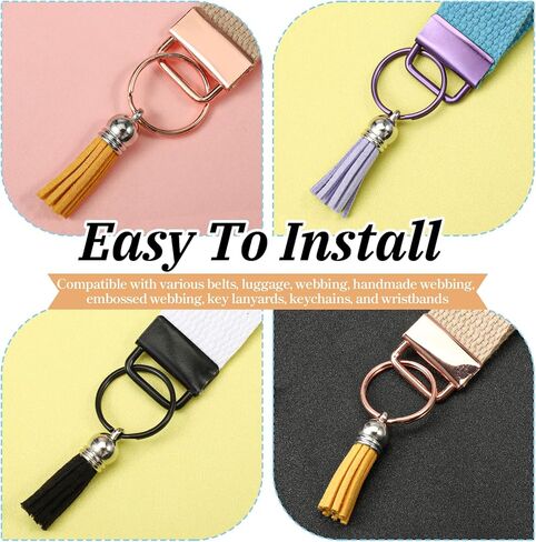 192 Pcs Key Fob Hardware Set Including 96 Key Fob Hardware 96 Tassels, Colorful 1'' Keychain Hardware 1.6'' Tassels Bulk Charms for Wristlet, Crafts, Lanyard, Key Chain Making Supplies in Saudi Arabia