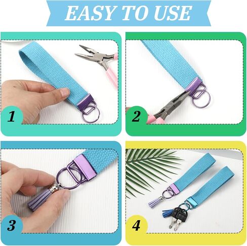 192 Pcs Key Fob Hardware Set Including 96 Key Fob Hardware 96 Tassels, Colorful 1'' Keychain Hardware 1.6'' Tassels Bulk Charms for Wristlet, Crafts, Lanyard, Key Chain Making Supplies in Saudi Arabia