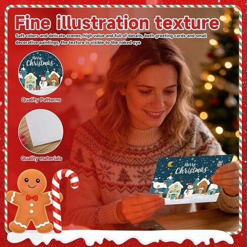 10 Pack Christmas Greeting Card Set, Holiday Thank You Note Cards Single Side Printed Back Blank Message Writing Cards in Saudi Arabia