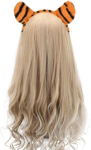 عصابات رأس النمر، إكسسوارات أزياء قطيفة مخططة باللونين البرتقالي والأسود، هدايا الحفلات، 6 عبوات in Kuwait