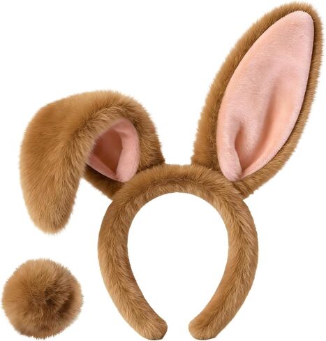 D-Fokes Easter Bunny Ears Headband and Bunny Tail, Rabbit Ears Headband for Easter Party Cosplay Decoration Bunny Hairbands in Saudi Arabia