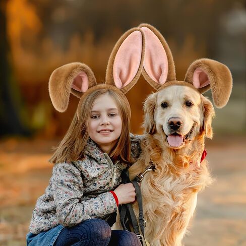 D-Fokes Easter Bunny Ears Headband and Bunny Tail, Rabbit Ears Headband for Easter Party Cosplay Decoration Bunny Hairbands in Saudi Arabia