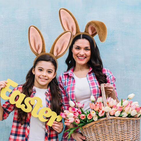 D-Fokes Easter Bunny Ears Headband and Bunny Tail, Rabbit Ears Headband for Easter Party Cosplay Decoration Bunny Hairbands in Saudi Arabia