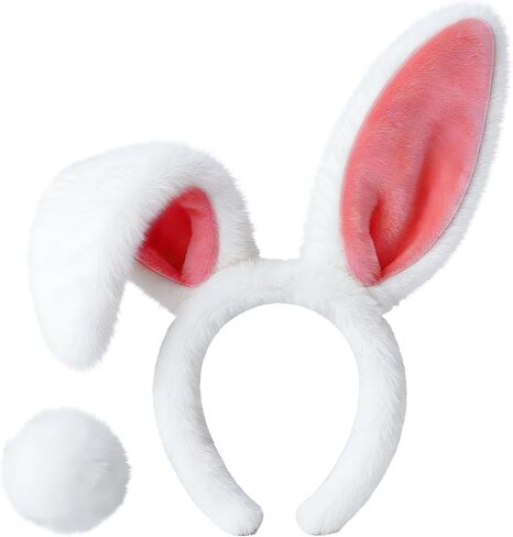 D-Fokes Easter Bunny Ears Headband and Bunny Tail, Rabbit Ears Headband for Easter Party Cosplay Decoration Bunny Hairbands in Saudi Arabia