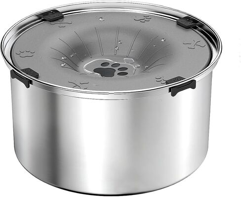 SCHITEC No Spill Dog Water Bowl for Large Dogs, 5.6L / 1.5 Gallon Stainless Steel Splash-Proof Slow Drinking Pet Dish with Floating Disk & Non-Slip Base, Mess-Free Design for Home or Travel-Gray in Saudi Arabia