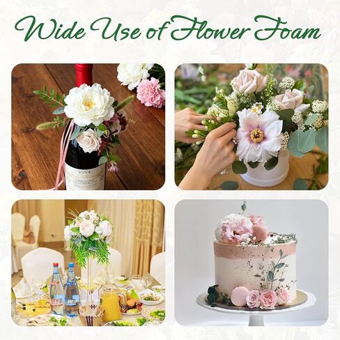 Flower Foam Holders, 12 Pcs Green Round Floral Foam with Adhesive & 38Yd Wire for Wine Bottle Arrangements, Wedding Centerpieces, DIY Fresh/Dried Artificial Flowers Decor in Kuwait