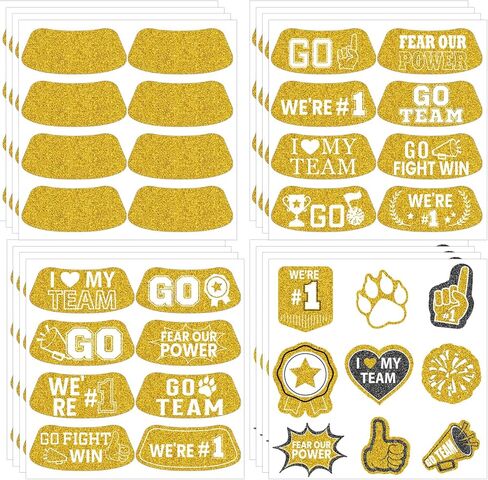 Gameza Yellow Face Glitter Eye Black Stickers, 36PCS Football Baseball Breathable Eye Stickers, Soccer Face Sticker Party Favors for Adults Lacrosse Fans, Spirit Day Accessories (Glitter, Yellow) in Saudi Arabia