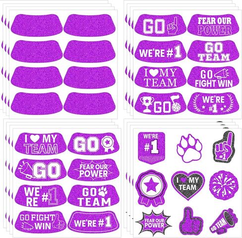 Gameza Yellow Face Glitter Eye Black Stickers, 36PCS Football Baseball Breathable Eye Stickers, Soccer Face Sticker Party Favors for Adults Lacrosse Fans, Spirit Day Accessories (Glitter, Yellow) in Saudi Arabia