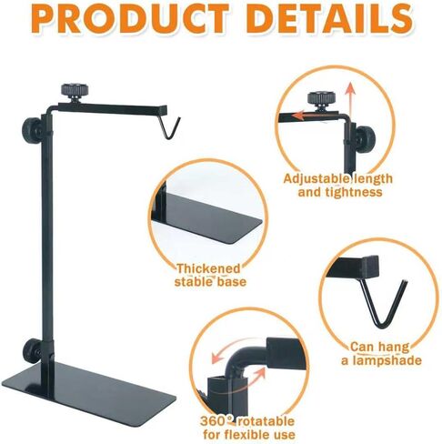 Adjustable 16.6-31 inch Metal Reptile Lamp Stand – Versatile Floor Light Holder for Terrarium Heat Lamps & Dome Shades, Perfect for Glass Reptile Enclosures & Heating Bulbs. in Saudi Arabia