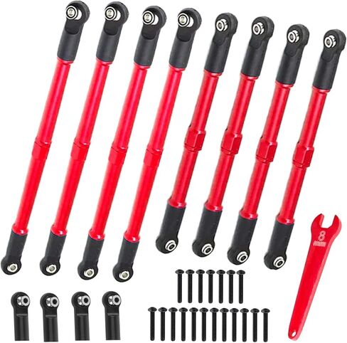 8pcs Metal Push Rod Toe Links Turnbuckle 5319X 5338R Upgrades Part for 1/10 E-Revo 2.0 Revo Summit RC Car (Red) in Saudi Arabia