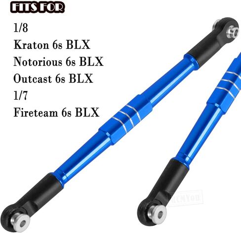 RC 7075 وصلات شدادات من الألومنيوم ترقيات وصلات الحدبة لـ 1/8 Kraton Notorious Outcast 6s BLX 1/7 Fireteam 6s BLX، وصلات شدادات حدبة مع ذراع مؤازر 25T، أزرق داكن in Saudi Arabia