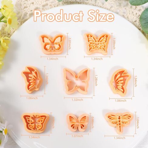 Puocaon Butterfly Polymer Clay Cutters - 8 Pcs Clay Cutters for Earrings Jewelry, Symmetrical Butterfly Embossed Design Dragonfly Spring Theme in Saudi Arabia