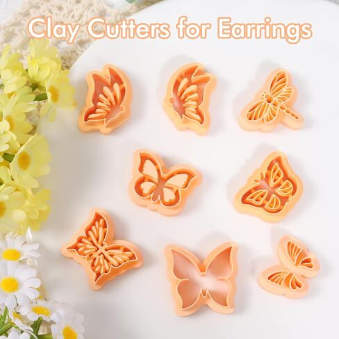 Puocaon Butterfly Polymer Clay Cutters - 8 Pcs Clay Cutters for Earrings Jewelry, Symmetrical Butterfly Embossed Design Dragonfly Spring Theme in Saudi Arabia