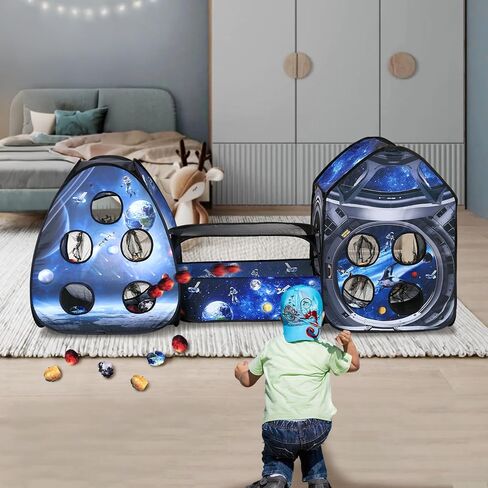 3 Pcs Galaxy Kid Play Tent Pop up Tent Play Tunnel Indoor and Outdoor Playhouse for Kid Beanbag Toss Game for Team Competition for boy with Tote Bag in Saudi Arabia