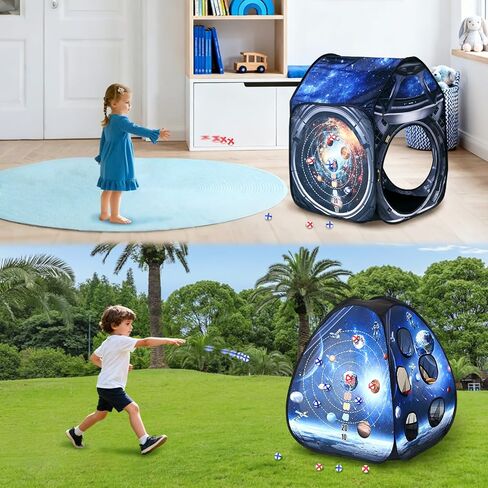 3 Pcs Galaxy Kid Play Tent Pop up Tent Play Tunnel Indoor and Outdoor Playhouse for Kid Beanbag Toss Game for Team Competition for boy with Tote Bag in Saudi Arabia