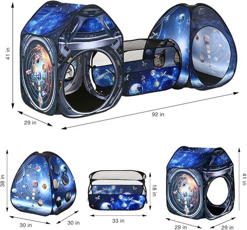 3 Pcs Galaxy Kid Play Tent Pop up Tent Play Tunnel Indoor and Outdoor Playhouse for Kid Beanbag Toss Game for Team Competition for boy with Tote Bag in Saudi Arabia