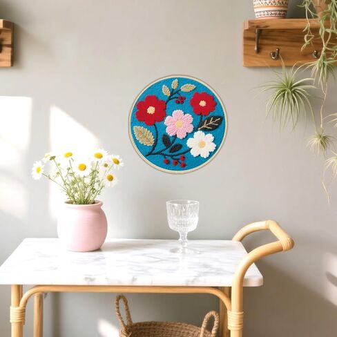 ACRNIGHEET Punch Needle Kits for Adults Beginners Include Instructions, Flowers Easy Punch Needle Embroidery Kit, Pre-Printed Pattern, Embroidery Hoop, Yarns, Needles, DIY Crafts Christmas Gifts Idea in Saudi Arabia