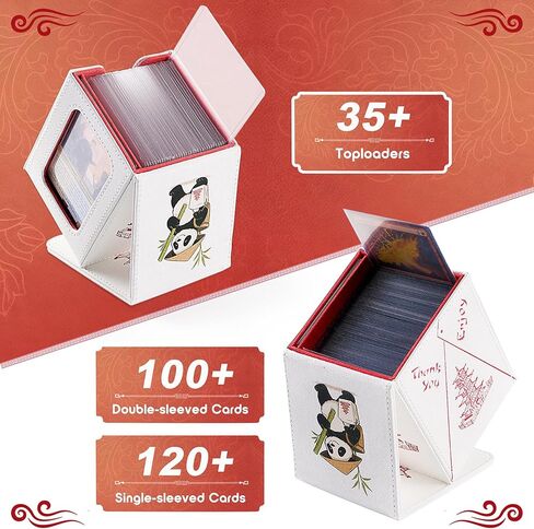 صندوق سطح السفينة Venssu Chinese Takeout مع شاشة القائد، حقيبة MTG Deck تناسب 100 بطاقة مزدوجة الأكمام / 35+ محمل علوي، صندوق تخزين جلدي مزيف مع مقسمين، متوافق مع بطاقات TCG/PTCG in Kuwait