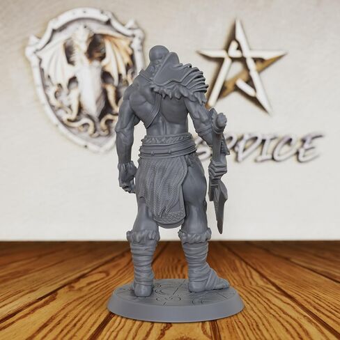 AUSPDICE Dungeons and Dragons Barbarian Axe Warrior Minis - DND Minis غير مصبوغ، تمثال لعبة RPG على الطاولة، هدية مثالية لألعاب تقمص الأدوار وعشاق المعرفة البربرية-AS407 in Kuwait
