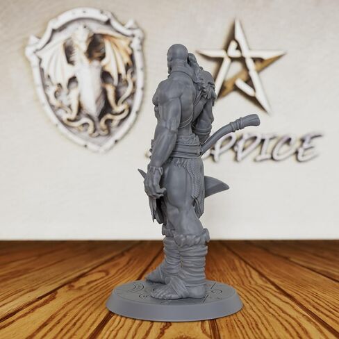 AUSPDICE Dungeons and Dragons Barbarian Axe Warrior Minis - DND Minis غير مصبوغ، تمثال لعبة RPG على الطاولة، هدية مثالية لألعاب تقمص الأدوار وعشاق المعرفة البربرية-AS407 in Kuwait
