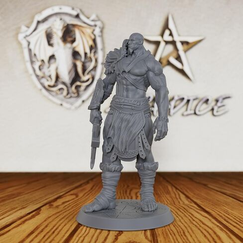 AUSPDICE Dungeons and Dragons Barbarian Axe Warrior Minis - DND Minis غير مصبوغ، تمثال لعبة RPG على الطاولة، هدية مثالية لألعاب تقمص الأدوار وعشاق المعرفة البربرية-AS407 in Kuwait
