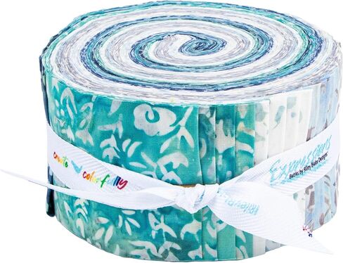 Expressions Batiks Floral Grid Seafoam Splash 40 شرائح 2.5 بوصة جيلي رول رايلي بليك RP-23465A-40 in Saudi Arabia