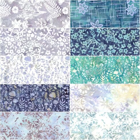 Expressions Batiks Floral Grid Seafoam Splash 40 شرائح 2.5 بوصة جيلي رول رايلي بليك RP-23465A-40 in Saudi Arabia
