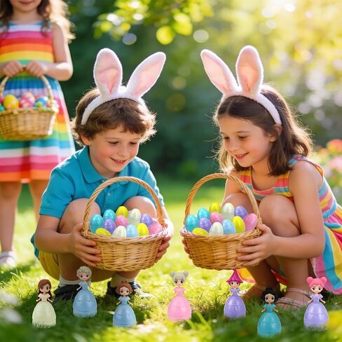 12PCS Pre Filled Easter Eggs Gifts for Kids with Transforms into Princess Toys Easter Basket Stuffers Easter Eggs Hunt Easter Party Favor Prize Classroom Rewards Toys for Girls in Saudi Arabia
