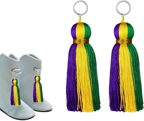 شرابات التمهيد Mardi gras، شرابات معلقة من الذهب الأخضر الأرجواني للأحذية، إكسسوارات أزياء Mardi gras لحفلات الأداء والديكور الاحتفالي in Saudi Arabia