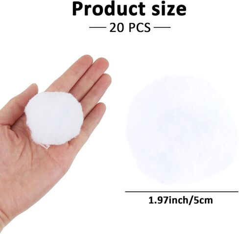 ASUNFO 20Pcs Large Pom Poms White Puff Balls Fluffy Pompoms Balls Bulk for Crafts Hats Shoes Decor 2 Inch in Saudi Arabia