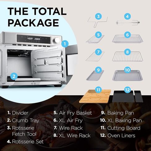 Ivation Dual Zone Air Fryer French Door Oven - 32 Quatity Convection Toaster Combo, 10-in-1 Multifunction Up to 450° - 1800W - Temperature Control, Timer - Stainless Steel - Dehydrate, Bake, Roast in Saudi Arabia