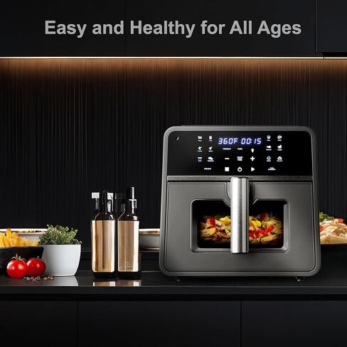 مقلاة هوائية Emerson SmartVoice 10QT 6 في 1، 1000+ أوامر تحكم صوتي، 100+ طعام معروف، بدون تطبيق، بدون WIFI، بدون إعداد، سلة غير لاصقة، قلي بالهواء، خبز، إعادة تسخين، تجفيف، 1700 واط in Saudi Arabia