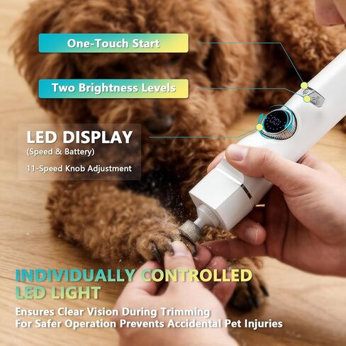 مجموعة العناية بالكلاب 5 في 1، ماكينة تشذيب مخالب الكلاب مع شاشة LED ومقبض دوار خفيف 11 سرعة، شفرة منخفضة الضوضاء من الفولاذ المقاوم للصدأ، ماكينة حلاقة للحيوانات الأليفة تعمل بالشحن اللاسلكي، تشذيب مثالي لشعر الوجه والعين والأذن in Kuwait