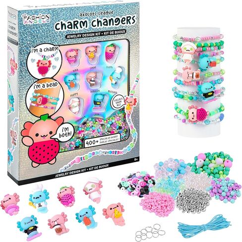 Fashion Angels Charm Changers Axolotl League Jewelry Design Kit, Includes Adorable Axolotl Charms & Over 700 Beads, Custom Jewelry Craft Activity for Kids in Saudi Arabia