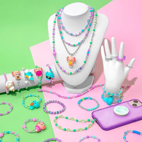 Fashion Angels Charm Changers Axolotl League Jewelry Design Kit, Includes Adorable Axolotl Charms & Over 700 Beads, Custom Jewelry Craft Activity for Kids in Saudi Arabia