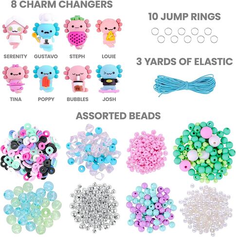 Fashion Angels Charm Changers Axolotl League Jewelry Design Kit, Includes Adorable Axolotl Charms & Over 700 Beads, Custom Jewelry Craft Activity for Kids in Saudi Arabia