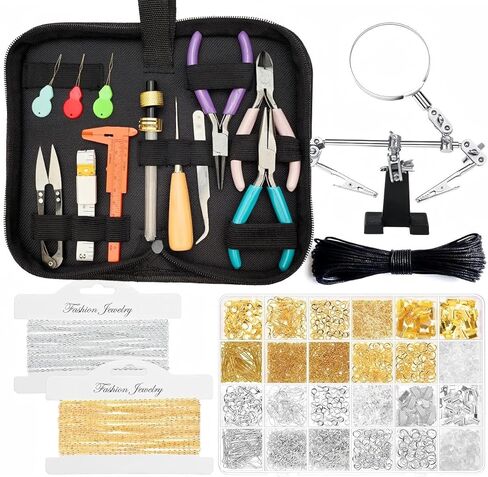 GoddenMene Adult Jewelry Making Supplies kit, Jewelry Making Materials and Tools, Including Jewelry Pliers, Wire, Necklace Chain, Discovery Items, Magnifying Glass and Storage Bag, Repair Assistant in Saudi Arabia