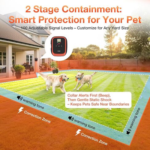 Electric Fence for Dogs, Rechargeable Underground Dog Fence with 656Ft Wire, 2 Waterproof Collar, Wired Dog Fence System for 2 Dogs in Saudi Arabia
