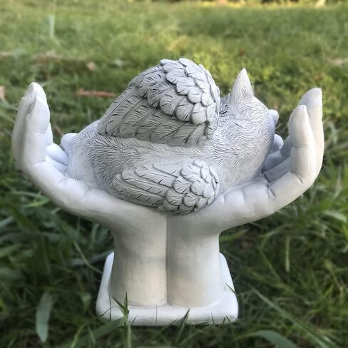 Personalized Memorial Cat Angel Tribute Statue with in God's Hands, Pet Cat Grave Marker Headstone Memorial Garden Stones-Customizable Name and Date… in Saudi Arabia