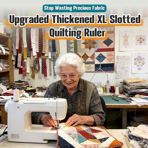 XL Slotted Quilting Ruler 17-3/4 x 22 - Non-Slip High Precision Acrylic Extra Large Quilting Template for Fabric Cutting Sewing Patchwork Crafting,Professional Quilting & Sewing Supplies in Saudi Arabia